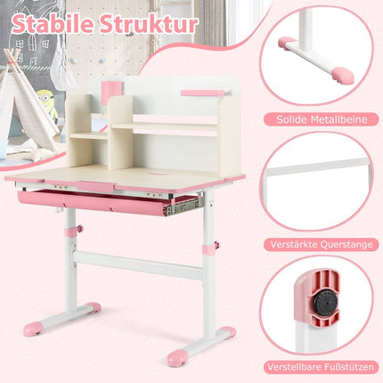 Adjustable Kids Desk with Tilt Top, Shelves & Drawer