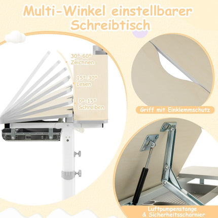 Adjustable Kids Desk with Tilt Top, Shelves & Drawer