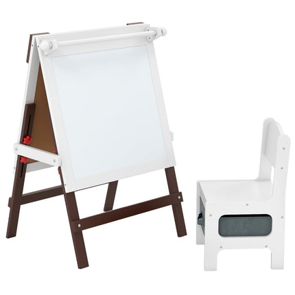 Adjustable Kids Easel & Chair Set with Chalkboard & Whiteboard