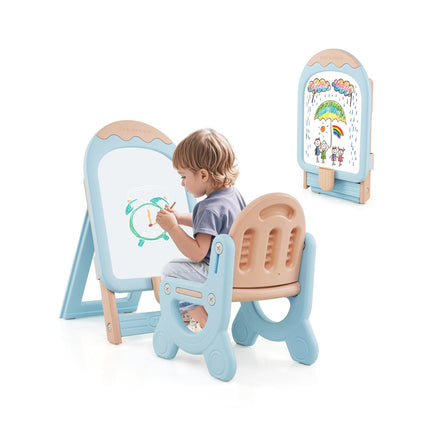 Adjustable Kids Easel with Chair, Whiteboard & Storage Box