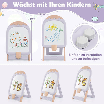 Adjustable Kids Easel with Chair and Whiteboard, Purple