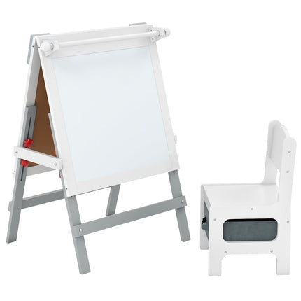Adjustable Kids Easel with Chalkboard & Whiteboard, Grey