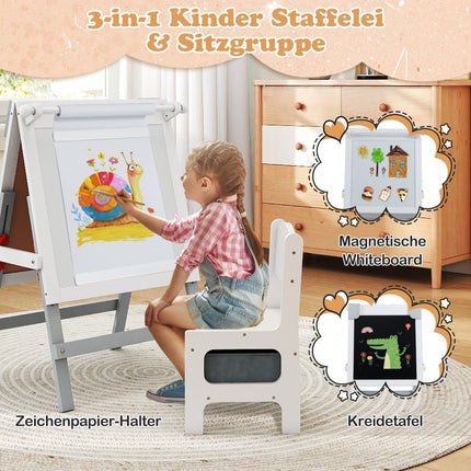 Adjustable Kids Easel with Chalkboard & Whiteboard, Grey