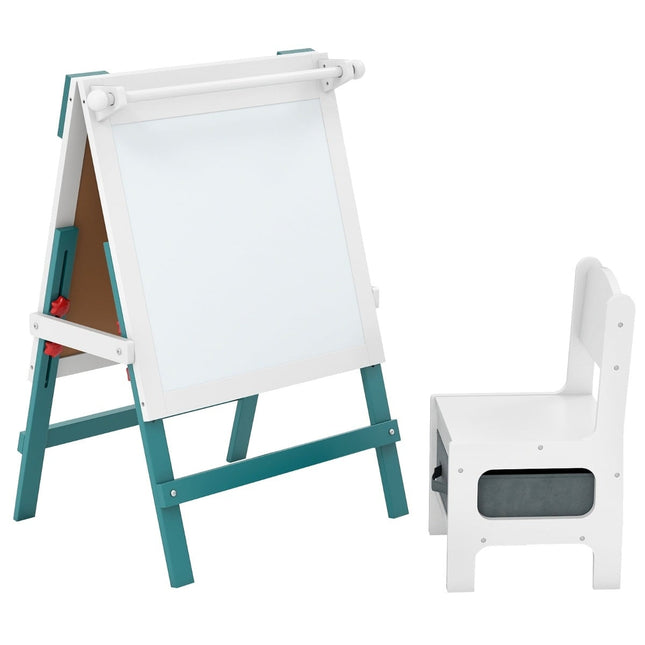 Adjustable Kids Easel with Chalkboard & Whiteboard Set