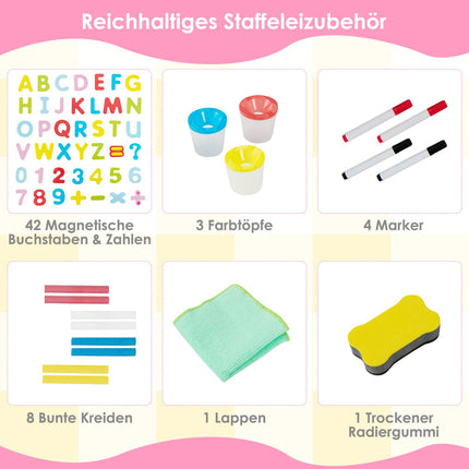 Adjustable Kids Easel with Magnetic Board & Accessories