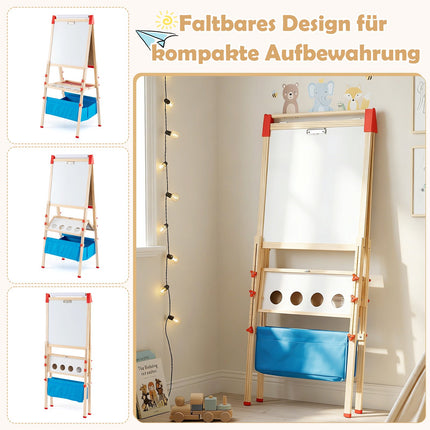 Adjustable Kids Easel with Magnetic Board & Chalkboard