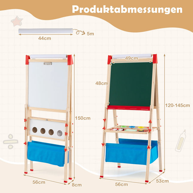 Adjustable Kids Easel with Magnetic Board & Chalkboard