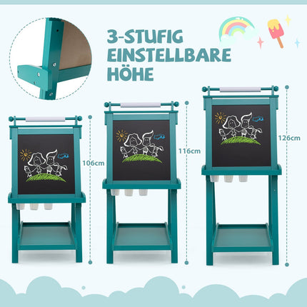 Adjustable Kids Easel with Whiteboard & Chalkboard
