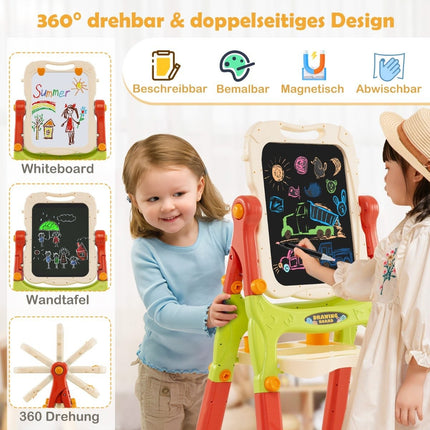 Adjustable Kids Easel with Whiteboard & Chalkboard