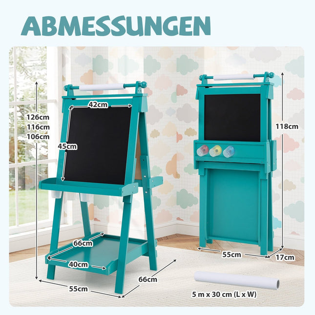 Adjustable Kids Easel with Whiteboard & Chalkboard