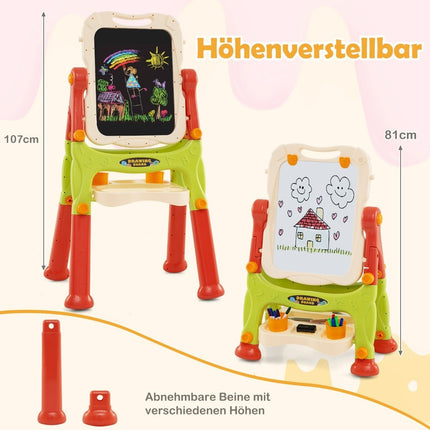 Adjustable Kids Easel with Whiteboard & Chalkboard