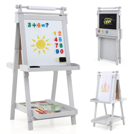 Adjustable Kids Easel with Whiteboard & Magnetic Board