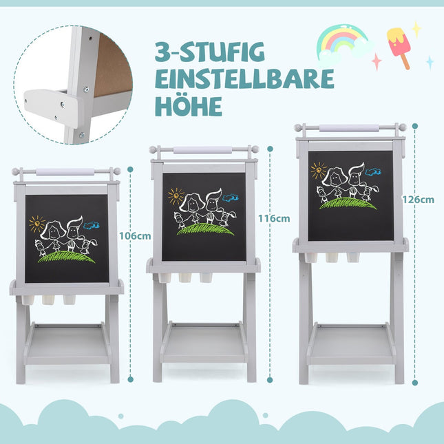 Adjustable Kids Easel with Whiteboard & Magnetic Board