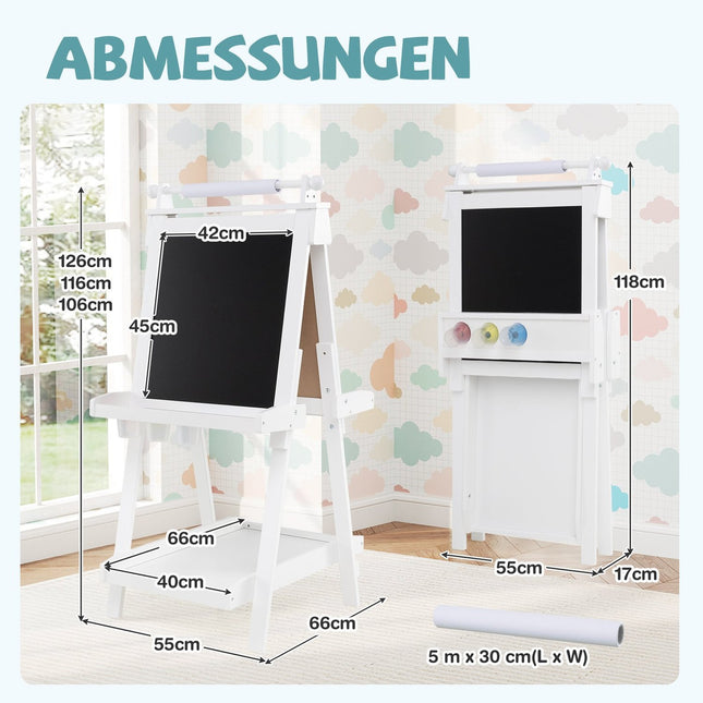 Adjustable Kids Easel with Whiteboard & Magnetic Board