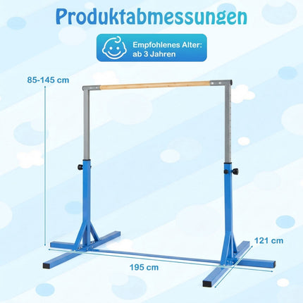 Adjustable Kids Gymnastics Bar, 85-145 cm, 65 kg Capacity