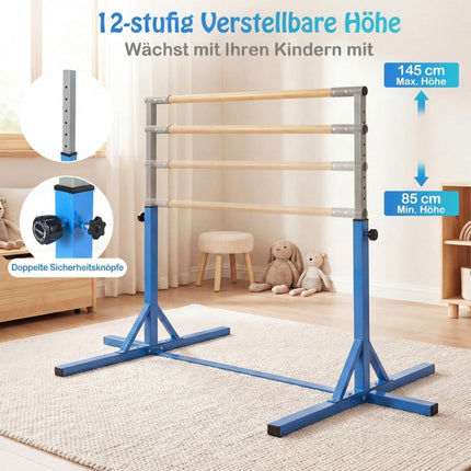 Adjustable Kids Gymnastics Bar, 85-145 cm, 65 kg Capacity