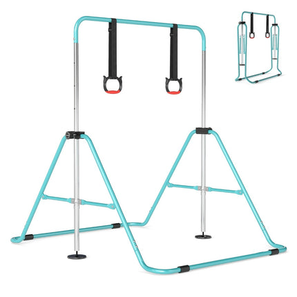 Adjustable Kids Gymnastics Bar, Metal Frame, Mint Green