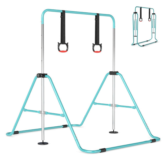 Adjustable Kids Gymnastics Bar, Metal Frame, Mint Green