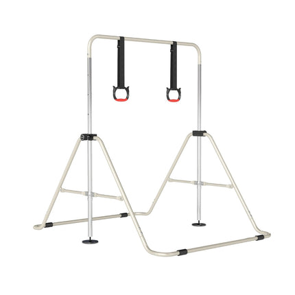 Adjustable Kids Gymnastics Bar with Metal Frame, Beige