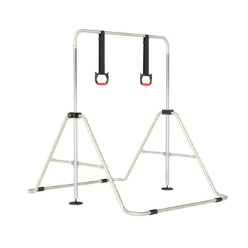 Adjustable Kids Gymnastics Bar with Metal Frame, Beige