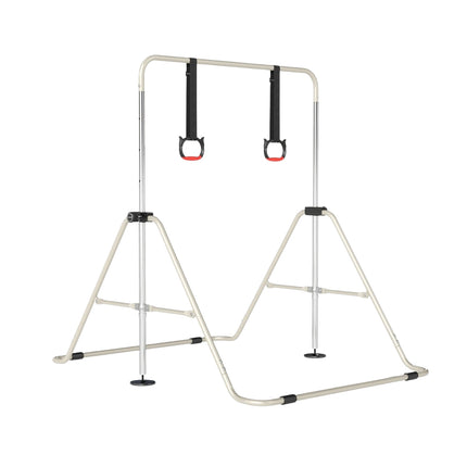 Adjustable Kids Gymnastics Bar with Metal Frame, Beige