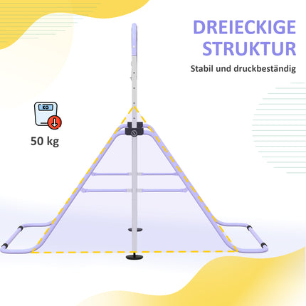 Adjustable Kids Gymnastics Bar with Rings, Foldable Steel Frame