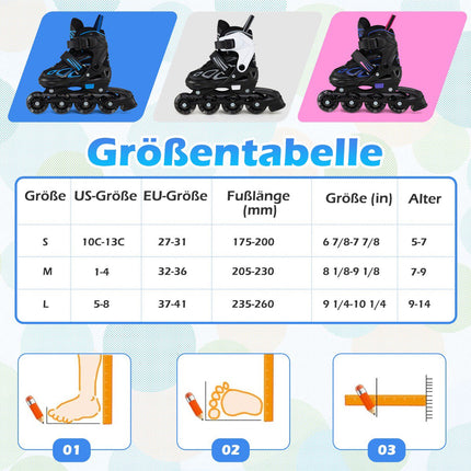 Adjustable Kids Inline Skates with Light-Up Wheels, EU 27-31