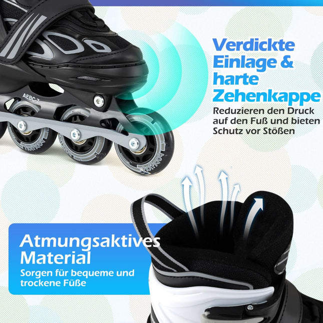 Adjustable Kids Inline Skates with Light-Up Wheels, EU 27-31