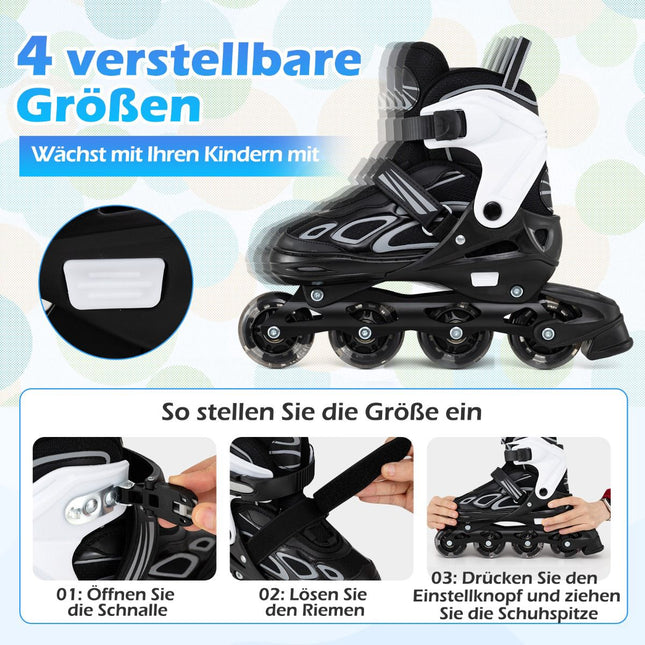 Adjustable Kids Inline Skates with Light-Up Wheels, EU 37-41