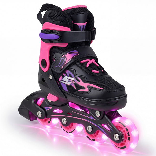 Adjustable Kids Inline Skates with Light-Up Wheels, Pink, EU 30-33