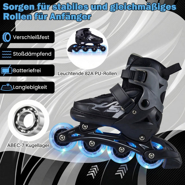 Adjustable Kids Inline Skates with Light-Up Wheels, Size 30-33
