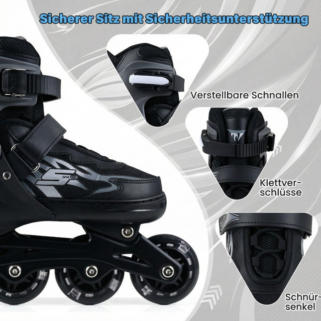 Adjustable Kids Inline Skates with Light-Up Wheels, Size 38-41