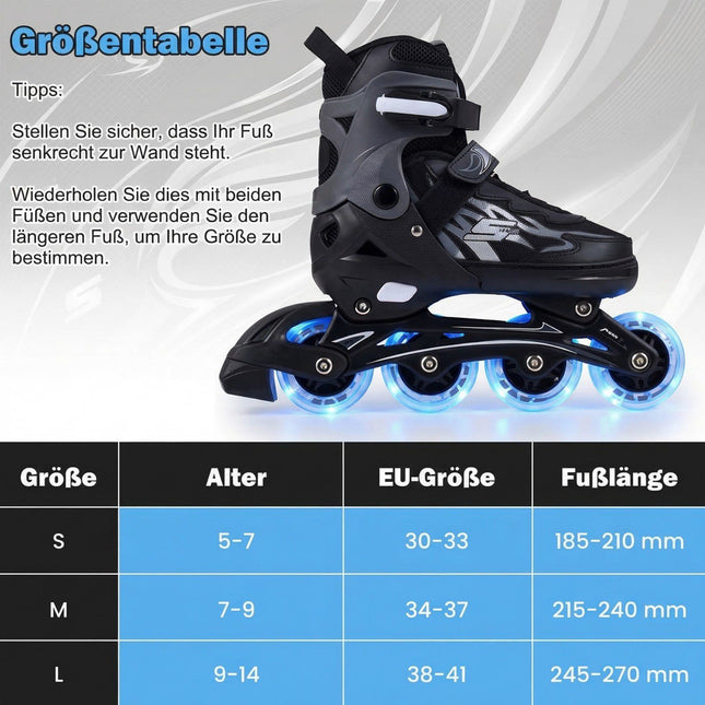 Adjustable Kids Inline Skates with Light-Up Wheels, Size M