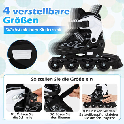 Adjustable Kids Inline Skates with Light-Up Wheels, Size M (EU 32-36)