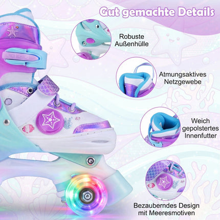 Adjustable Kids Quad Skates with Light-Up Wheels, EU 27-31