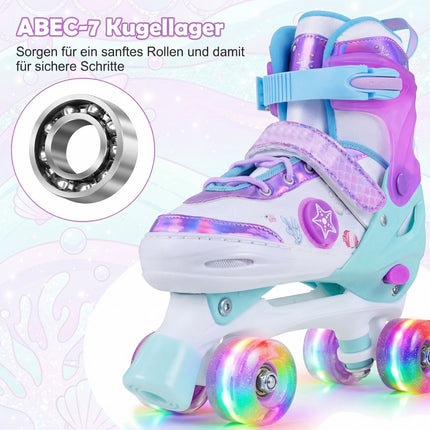 Adjustable Kids Quad Skates with Light-Up Wheels, EU 37-41