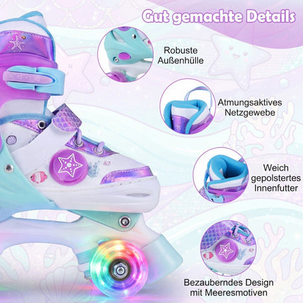 Adjustable Kids Quad Skates with Light-Up Wheels, EU 37-41