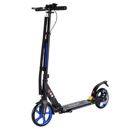 Adjustable Kids Scooter, Foldable, Black & Blue Wheels