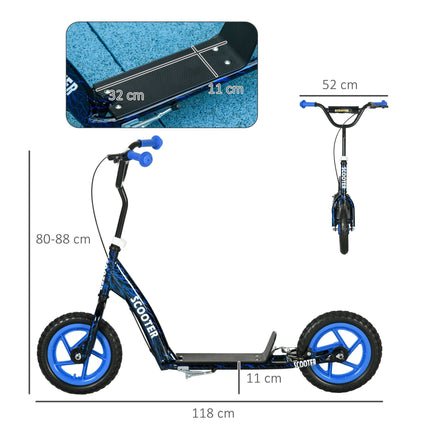 Adjustable Kids Scooter with Brake, Stand, Steel, Blue
