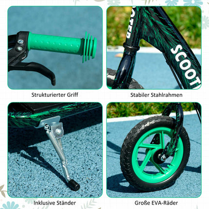 Adjustable Kids Scooter with Brake, Stand, Steel, Green