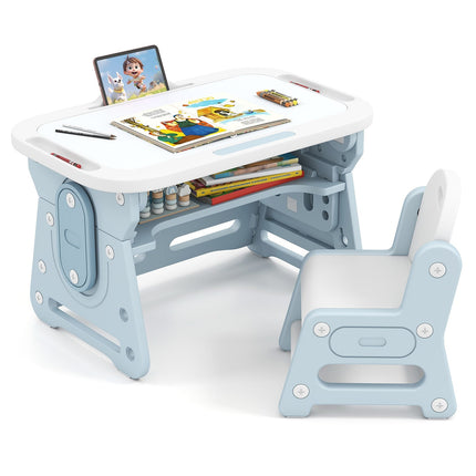 Adjustable Kids Table & Chair Set with Tilt Whiteboard