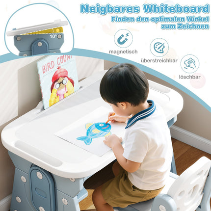 Adjustable Kids Table & Chair Set with Tilt Whiteboard