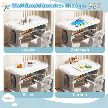 Adjustable Kids Table and Chair Set with Tilt Whiteboard