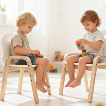 Adjustable Kids Wooden Chair Set, Non-Slip Pads, Ages 3-15