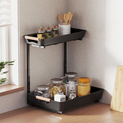 Adjustable Kitchen Shelf with 2 Baskets, 40 x 30 x 33.5-42 cm