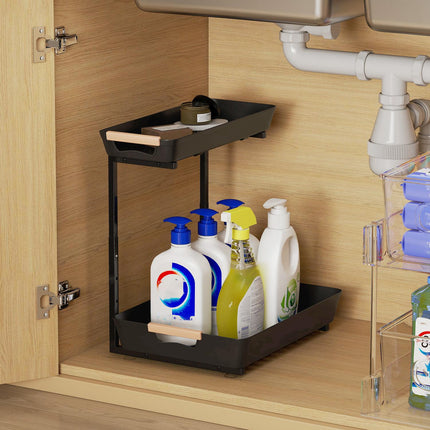 Adjustable Kitchen Shelf with 2 Baskets, 40 x 30 x 33.5-42 cm