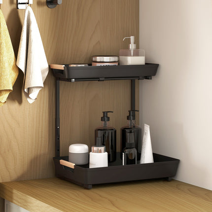 Adjustable Kitchen Shelf with 2 Baskets, 40 x 30 x 33.5-42 cm