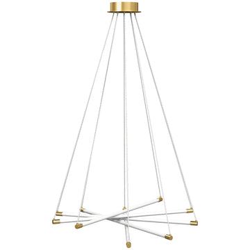 Adjustable LED Ceiling Light, 50W, 5 Tubes, Gold/White