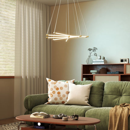 Adjustable LED Ceiling Light, 50W, 5 Tubes, Gold/White