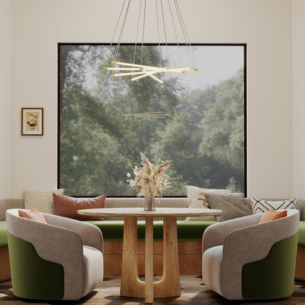 Adjustable LED Ceiling Light, 50W, 5 Tubes, Gold/White